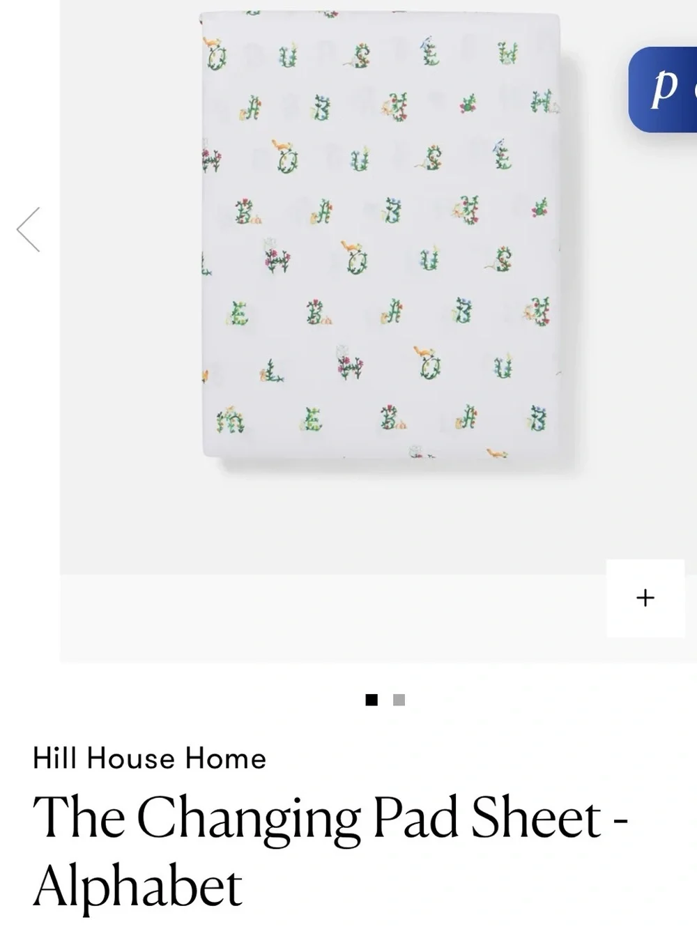 Hill House White Alphabet Changing Pad Sheet